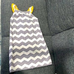 Grey, White & yellow striped dress